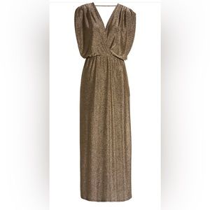 Grecian style gold maxi dress. Stretchy, drapes beautifully when worn!